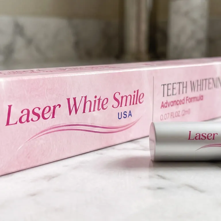 The pink pen carton on a marble counter